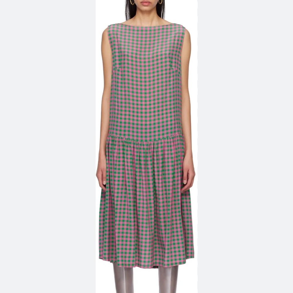 Caro Editions Ssense Pink Green Plaid Midi Dress Small
